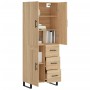 Aparador alto madera contrachapada color roble 69,5x34x180 cm