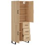 Aparador alto madera contrachapada color roble 69,5x34x180 cm