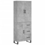 Aparador alto madera contrachapada gris hormigón 69,5x34x180 cm