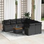 Conjunto de sofá de jardín con cojín 9 pcs Negro Poliratán