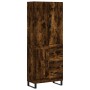 Aparador alto madera contrachapada roble ahumado 69,5x34x180 cm