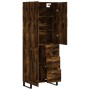 Aparador alto madera contrachapada roble ahumado 69,5x34x180 cm
