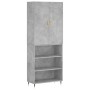Aparador alto madera contrachapada gris hormigón 69,5x34x180 cm