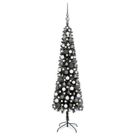 Schlanker Weihnachtsbaum mit LEDs und Kugeln schwarz 180 cm von vidaXL, Weihnachtsbäume - Ref: Foro24-3078113, Preis: 54,28 €...
