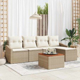 Conjunto de sofá de jardín con cojín 6 pcs Beige Poliratán en Conjuntos de jardín | Comprar online en Foro24