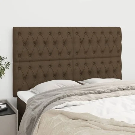 Headboards 4 units dark brown fabric 72x7x78/88 cm by vidaXL, Headboards and footboards - Ref: Foro24-3116669, Price: 118,36 ...