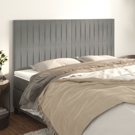 Kopfteile 4 Einheiten aus hellgrauem Samt 80x5x78/88 cm von vidaXL, Kopf- und Fußteile - Ref: Foro24-3116624, Preis: 123,82 €...