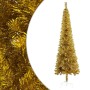Árbol de Navidad delgado con LEDs y bolas dorado 180 cm