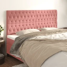 Cabeceros 4 unidades de terciopelo rosa 100x7x78/88 cm de vidaXL, Cabeceros y pies de cama - Ref: Foro24-3116739, Precio: 178...
