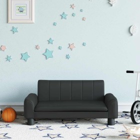Sofá para niños de cuero sintético negro 70x45x30 cm