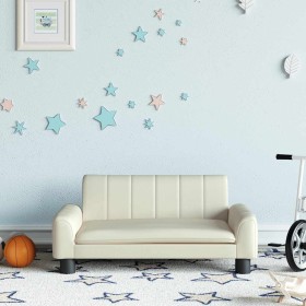 Sofá para niños de cuero sintético crema 70x45x30 cm