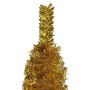 Árbol de Navidad delgado con LEDs y bolas dorado 180 cm