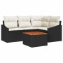 Conjunto de sofá de jardín con cojín 5 pcs Negro Poliratán