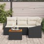 Conjunto de sofá de jardín con cojín 5 pcs Negro Poliratán
