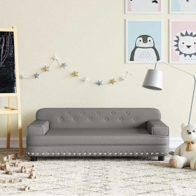 Sofá para niños de cuero sintético gris 90x53x30 cm