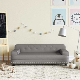 Sofá para niños de cuero sintético gris 90x53x30 cm
