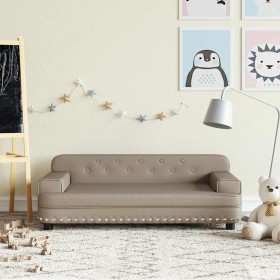 Sofá para niños de cuero sintético capuchino 90x53x30 cm