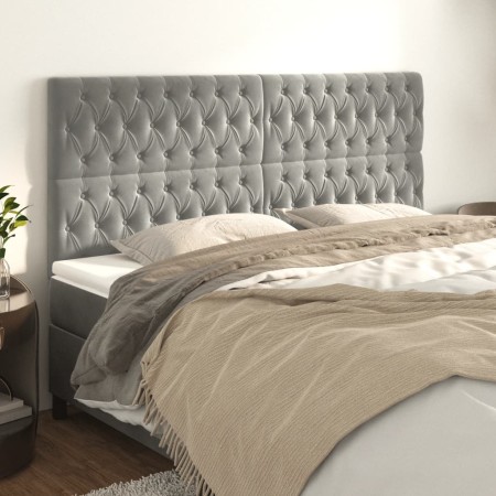 Kopfteile 4 Einheiten aus hellgrauem Samt 100x7x78/88 cm von vidaXL, Kopf- und Fußteile - Ref: Foro24-3116734, Preis: 152,70 ...