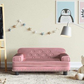 Sofá para niños de terciopelo rosa 70x45x30 cm