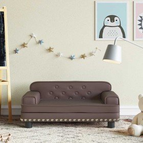 Sofá para niños de cuero sintético marrón 70x45x30 cm