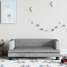 Sofá para niños de terciopelo gris claro 80x45x30 cm