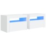 Nachttische mit LED 2 Einheiten weiß 60x35x40 cm von vidaXL, Nachttische - Ref: Foro24-3080734, Preis: 109,14 €, Rabatt: %