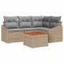 Conjunto de sofá de jardín con cojín 5 pcs Beige Poliratán