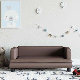 Sofá para niños de cuero sintético marrón 80x45x30 cm
