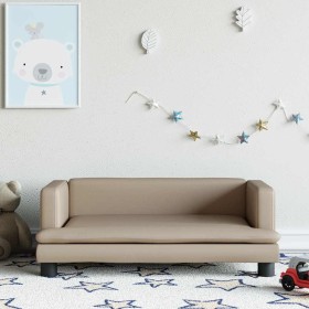 Sofá para niños de cuero sintético capuchino 80x45x30 cm
