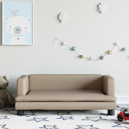Sofá para niños de cuero sintético capuchino 80x45x30 cm