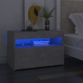 Mesitas de noche LED 2 uds contrachapada hormigón 60x35x40 cm de vidaXL, Mesitas de noche - Ref: Foro24-3082783, Precio: 71,0...