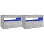 Mesitas de noche LED 2 uds contrachapada hormigón 60x35x40 cm de vidaXL, Mesitas de noche - Ref: Foro24-3082783, Precio: 71,0...