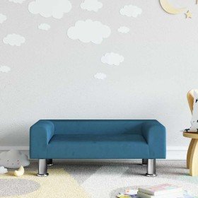 Sofá para niños de terciopelo azul 70x45x26,5 cm