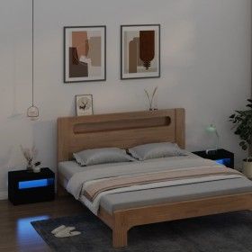 Mesitas de noche con luces LED 2 uds negro 60x35x40 cm de vidaXL, Mesitas de noche - Ref: Foro24-3080735, Precio: 112,31 €, D...