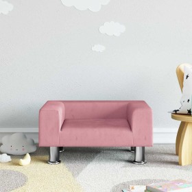 Sofá para niños de terciopelo rosa 50x40x26,5 cm