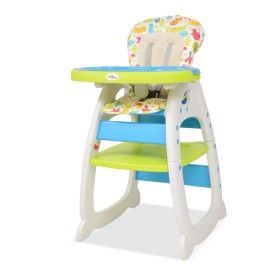 Trona convertible 3 en 1 con mesa azul y verde de vidaXL, Sillas y tronas para niños - Ref: Foro24-10142, Precio: 170,69 €, D...
