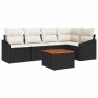 Conjunto de sofá de jardín con cojín 6 pcs Negro Poliratán