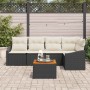 Conjunto de sofá de jardín con cojín 6 pcs Negro Poliratán