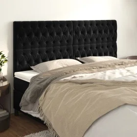 Headboards 4 units of black velvet 100x7x78/88 cm by vidaXL, Headboards and footboards - Ref: Foro24-3116736, Price: 144,80 €...