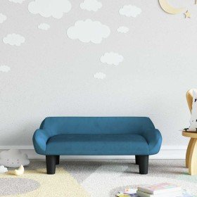 Sofá para niños de terciopelo azul 70x40x24 cm