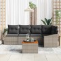 Conjunto de sofá de jardín con cojín 6 pcs Gris Poliratán