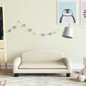 Sofá para niños de cuero sintético crema 70x45x30 cm