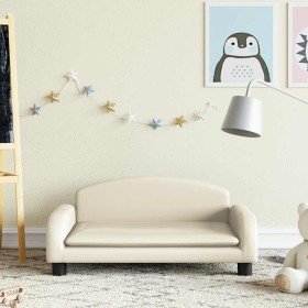 Sofá para niños de cuero sintético crema 70x45x30 cm