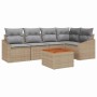 Conjunto de sofá de jardín con cojín 6 pcs Beige Poliratán