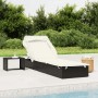 Tumbona con toldo plegable ratán sintético negro 213x63x97cm