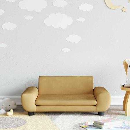 Sofá para niños de terciopelo marrón 70x45x33 cm