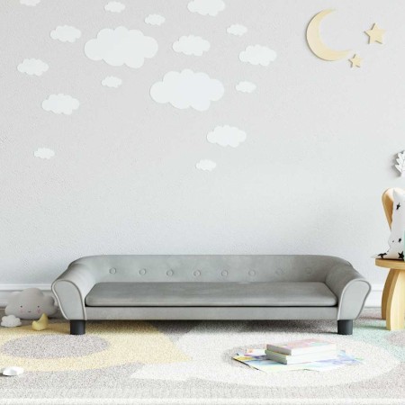 Sofá para niños de terciopelo gris claro 100x50x26 cm