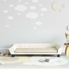 Sofá para niños de terciopelo crema 100x50x26 cm