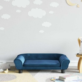 Sofá para niños de terciopelo azul 70x45x26 cm