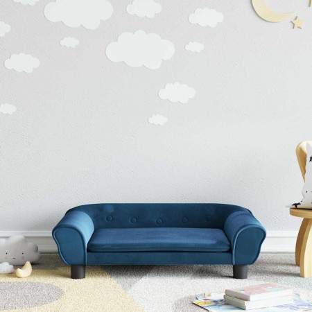 Sofá para niños de terciopelo azul 70x45x26 cm